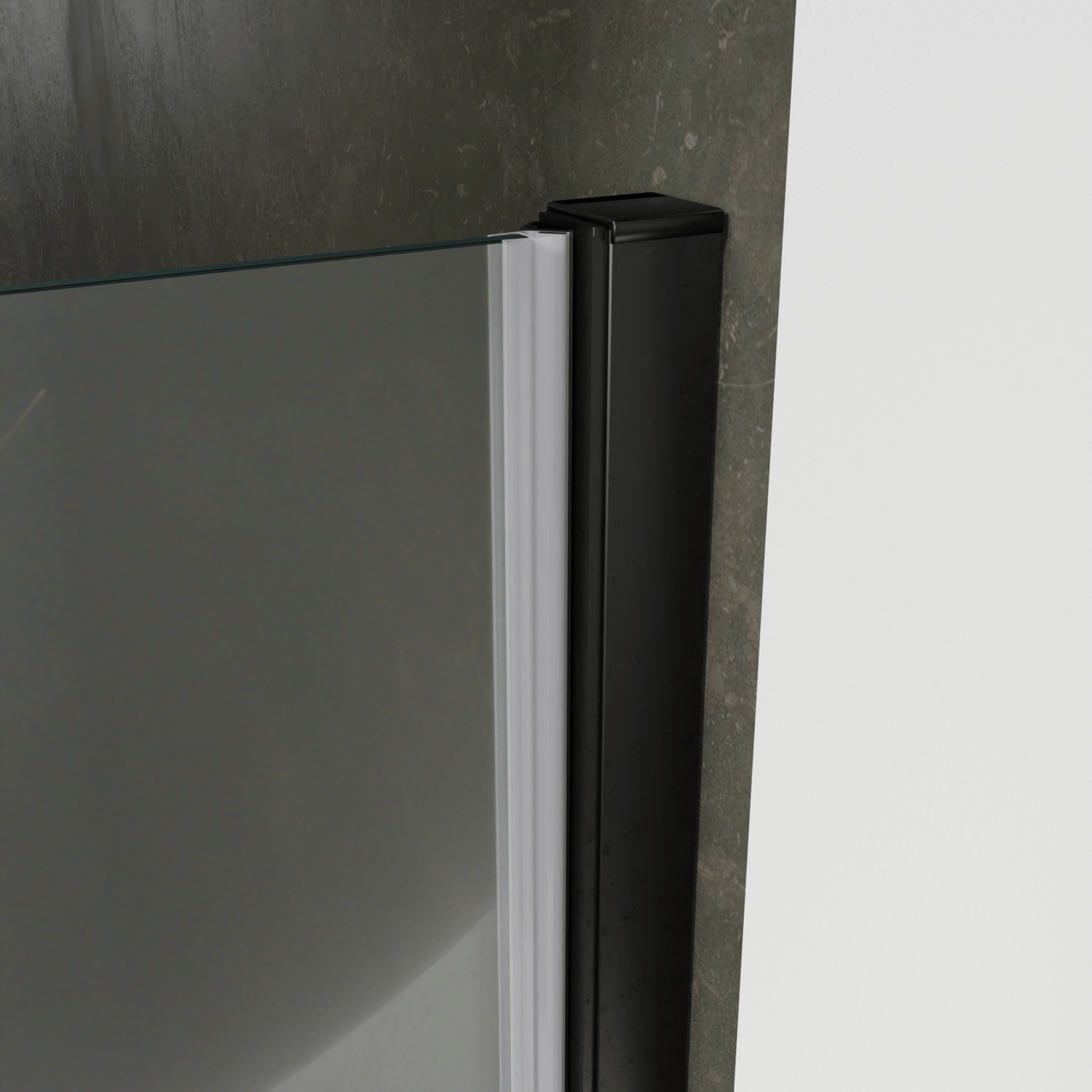 Luca Varess Kuresa porte pivotante 100 x 200 cm verre transparent avec bande matte profil noir mat