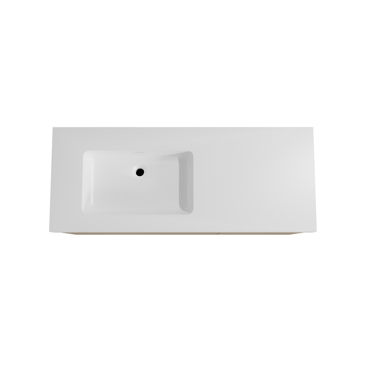 Storke Edge zwevend badkamermeubel 130 x 52 cm ruwe eik met Mata High asymmetrisch linkse wastafel in solid surface mat wit