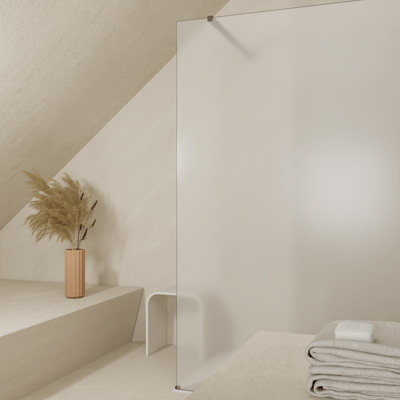 Balmani Modular douche à l'italienne: 80 x 200 cm, Permafrost, avec coating, Profil Brushed GunMetal