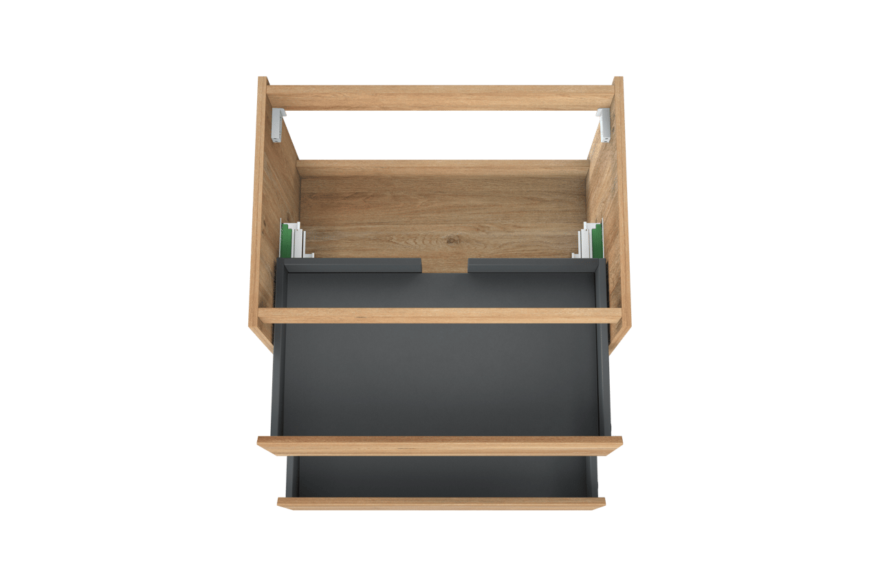 Storke Seda meuble sous-lavabo suspendu 75 x 52 cm chêne brut 2 tiroirs