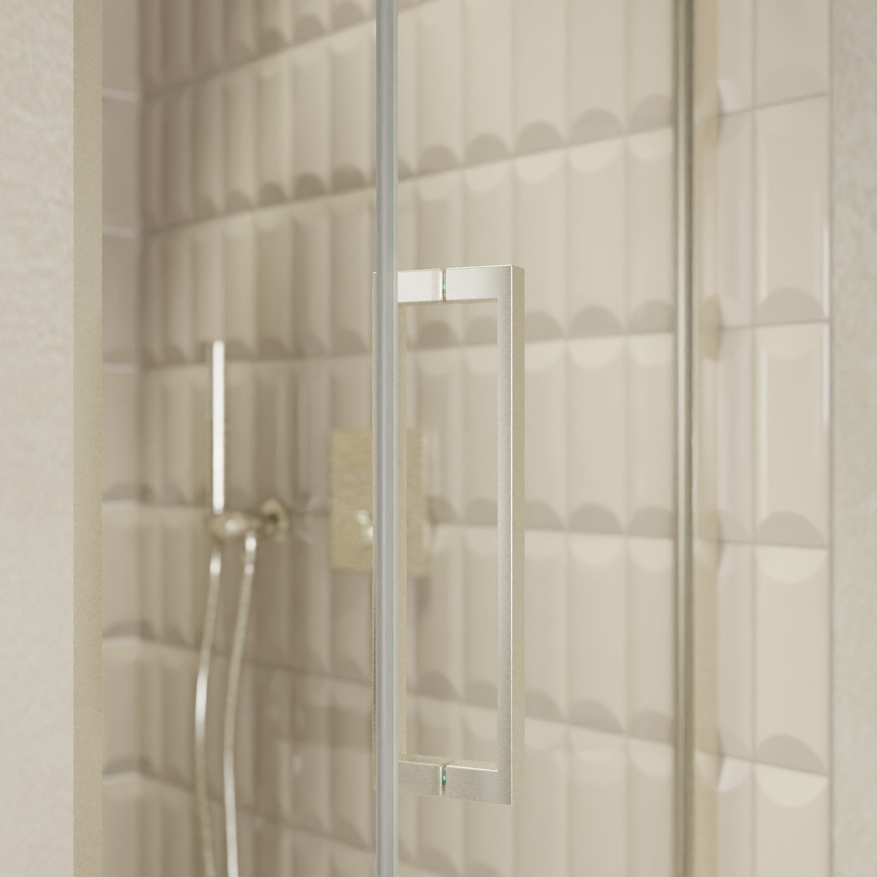 Balmani Senses Design douche draaideur rechts 90 cm x 210 cm Helder glas, Brushed CoolMetal profielen, met coating