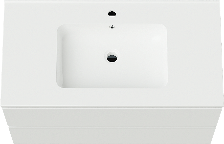 Linie Lado zwevend badmeubel 90 x 46 cm mat wit met Vano enkele wastafel in composietmarmer hoogglans wit