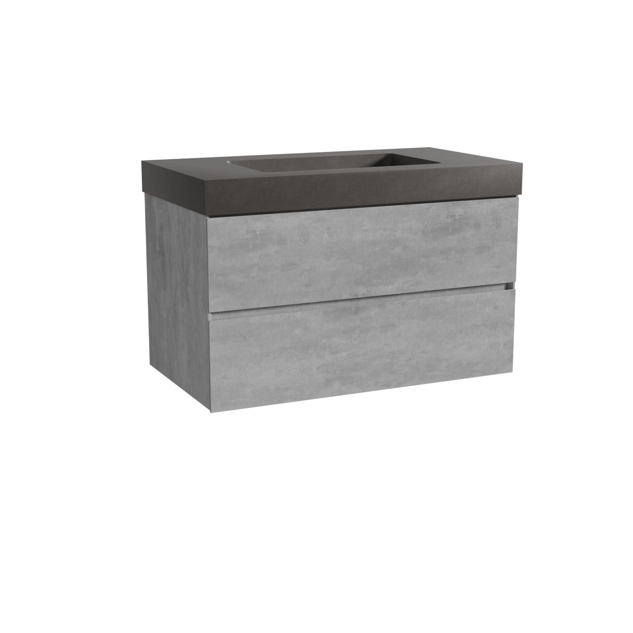 Storke Edge zwevend badkamermeubel 95 x 52 cm beton donkergrijs met Scuro High enkele wastafel in kwarts mat zwart