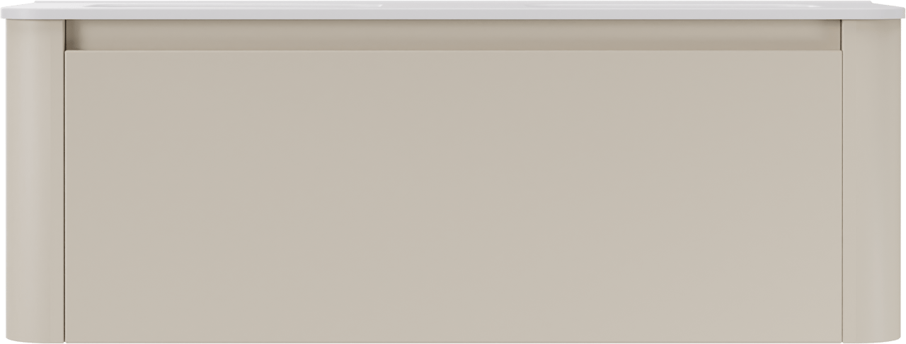 Storke Soft meuble salle de bains suspendu 140 x 46 cm Sand mat avec Kera Soft double vasque en porcelaine blanc mat