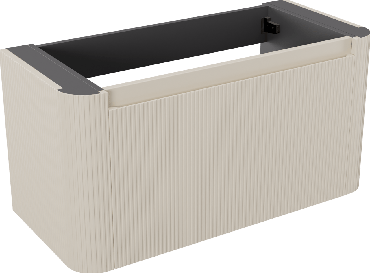 Storke Soft zwevende wastafelonderkast 100 x 46 cm Sand mat 2 lades vert. sym. Groef