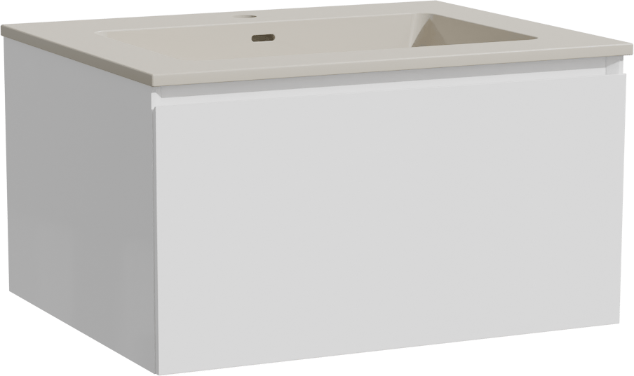 Storke Edge zwevend badmeubel 65 x 52 cm hoogglans wit met Diva enkele wastafel in top solid zijdegrijs