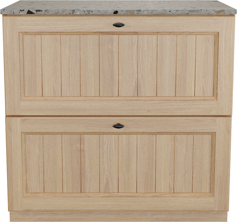 Balmani Lemon staand badkamermeubel 90 x 55 cm, fineer natuur eik met Stretto enkel tablet in greige terrazzo