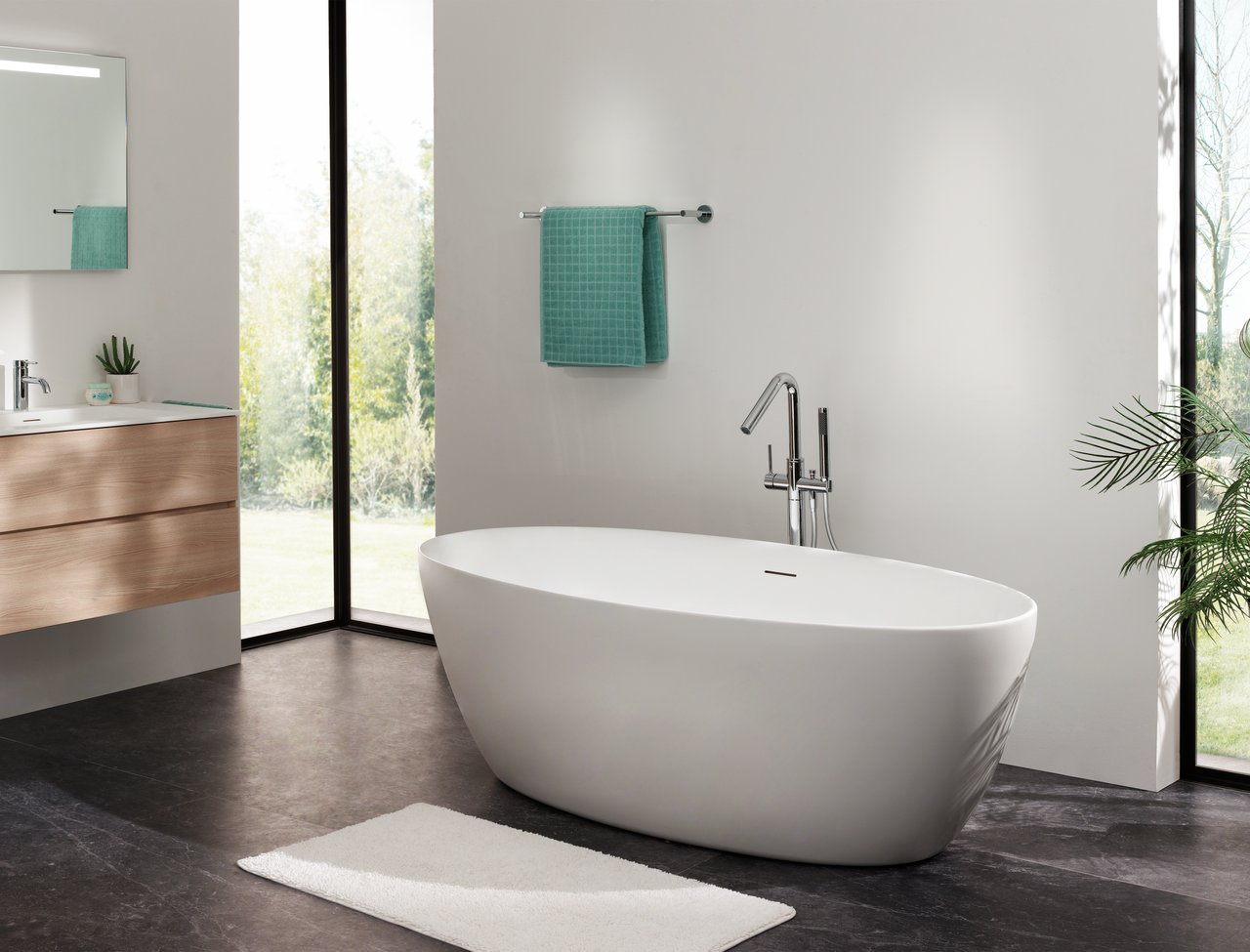 Luca Varess Dias baignoire îlot ovale 170 x 82 cm acrylique blanc brillant