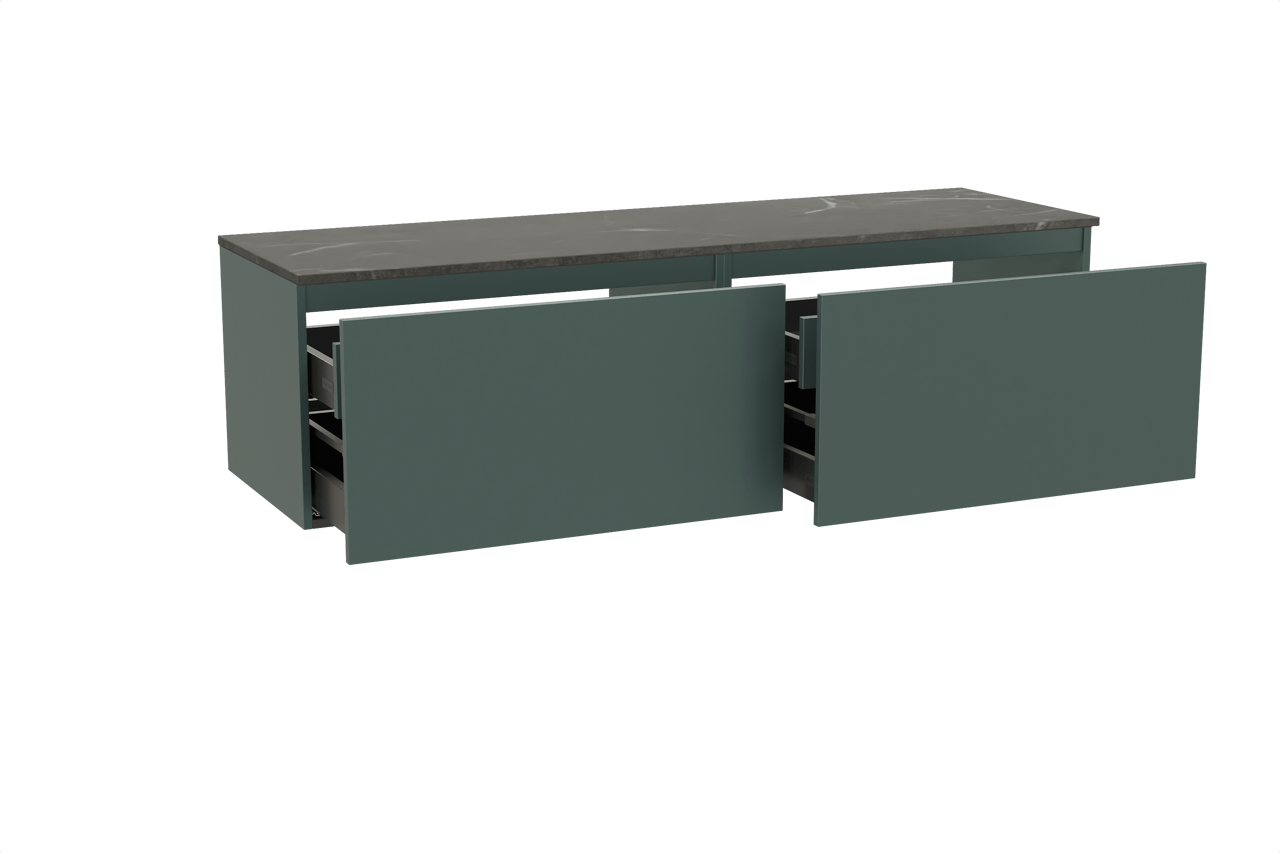 Balmani Sfera meuble salle de bains suspendu 180 x 55 cm forest avec Stretto tablette simple ou double en marbre pietra grey