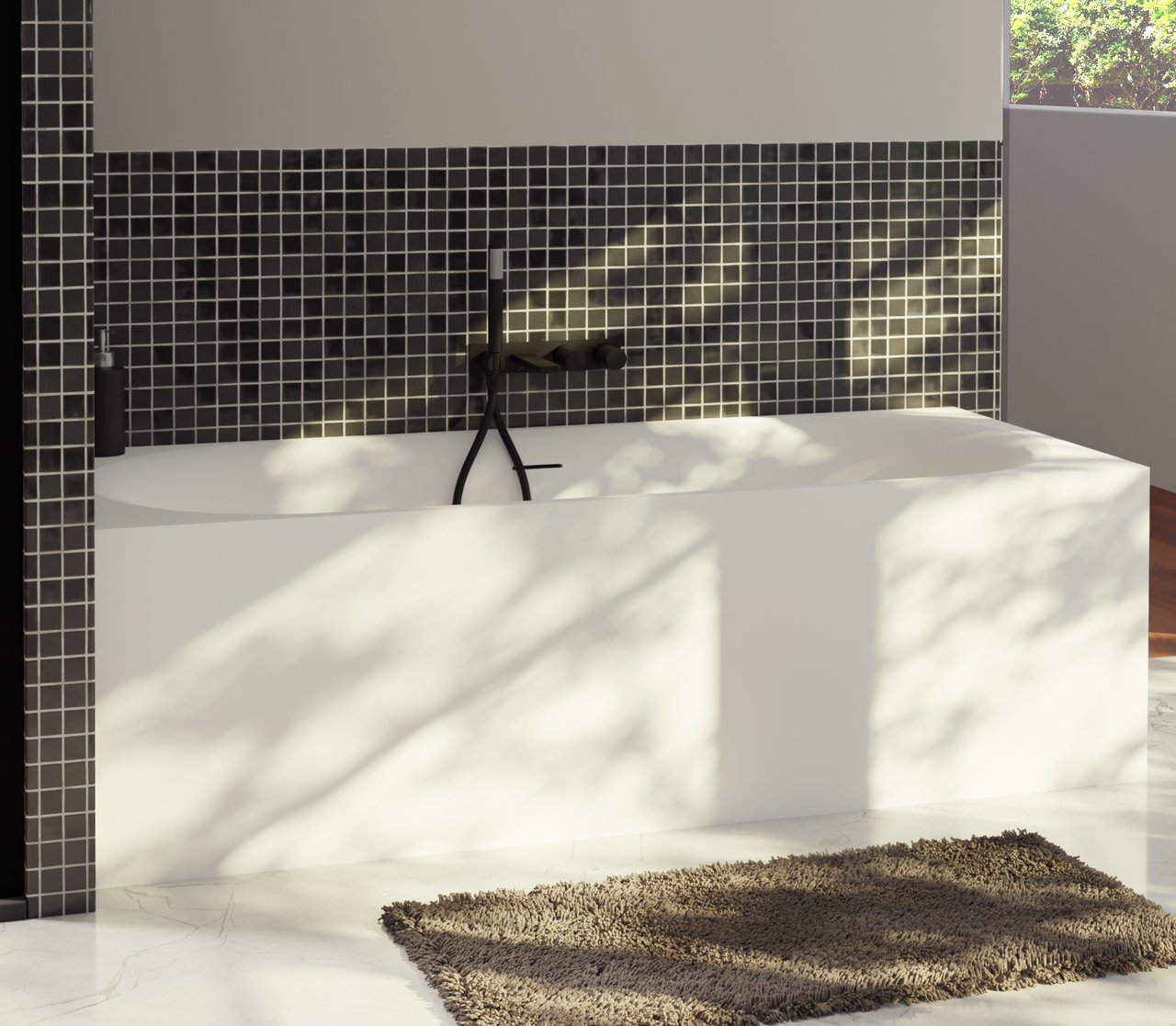 Balmani Rallanta baignoire îlot rectangulaire 180 x 80 cm Solid Surface blanc mat