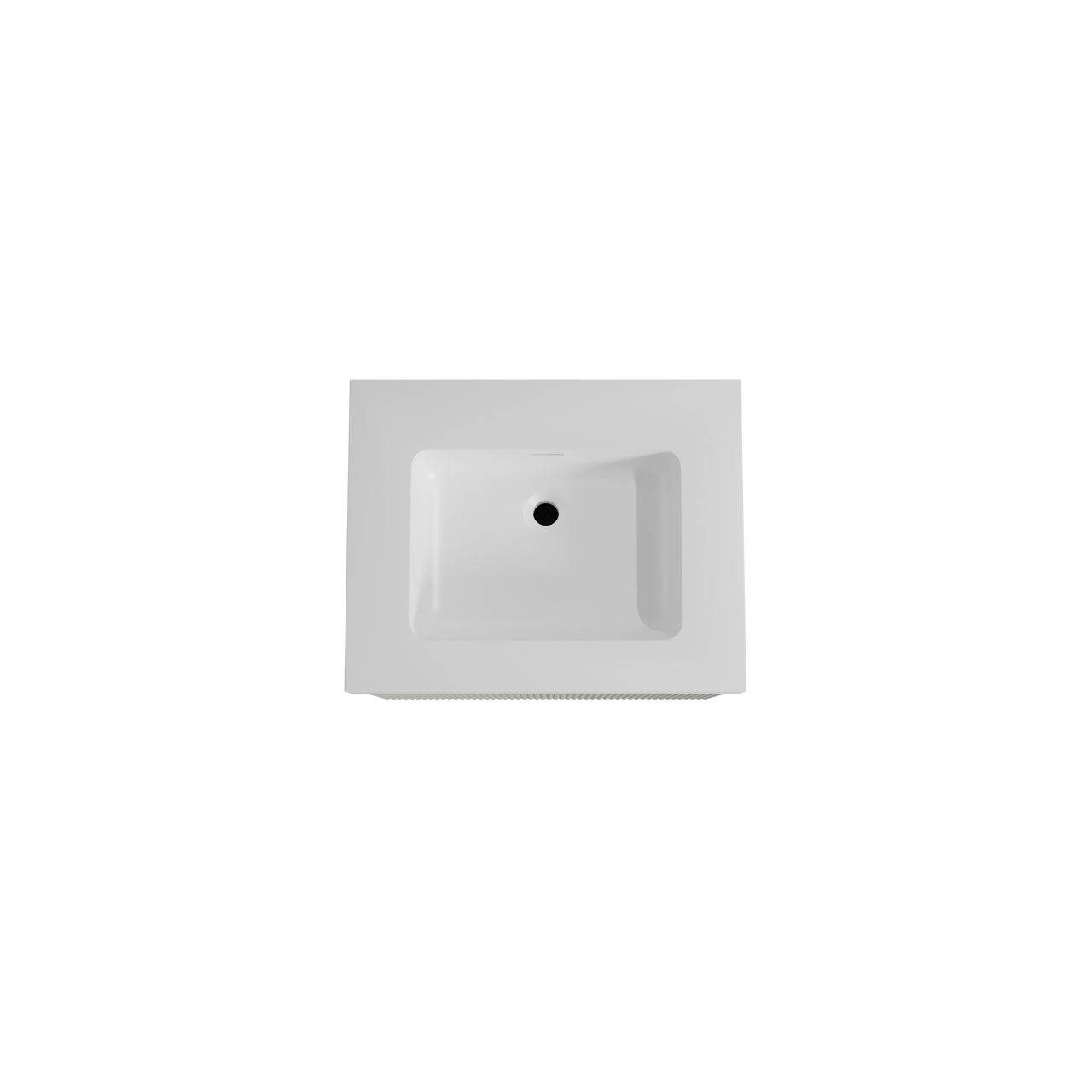 Storke Ribs zwevend badmeubel 65 x 52 cm zijdegrijs met Mata High enkele wastafel in solid surface mat wit, Verticale symmetrische rechte ribbel