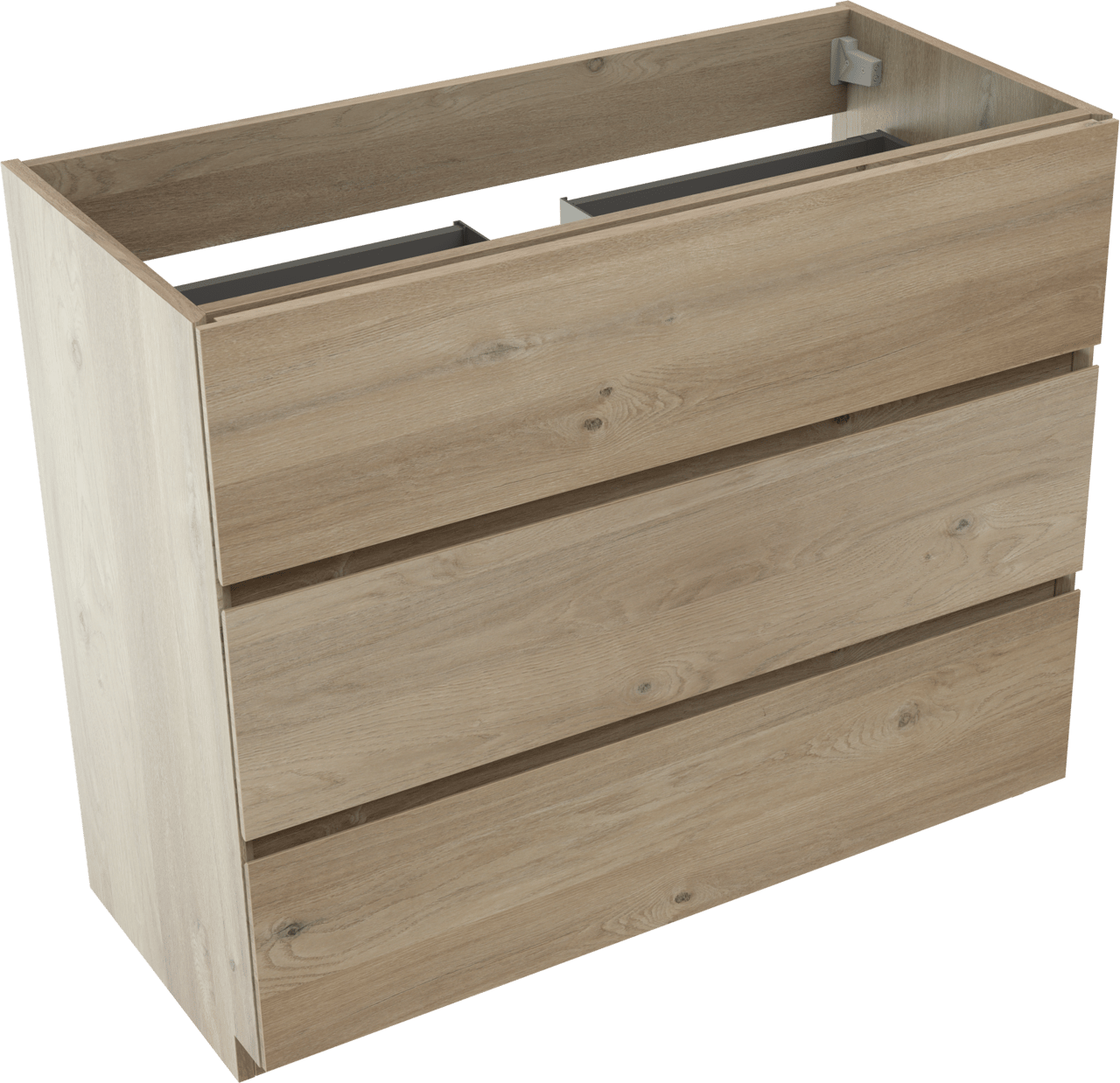 Storke Edge stehender Waschbeckenunterschrank: 100 x 46 cm, Eiche rustikal, 3 Schubladen