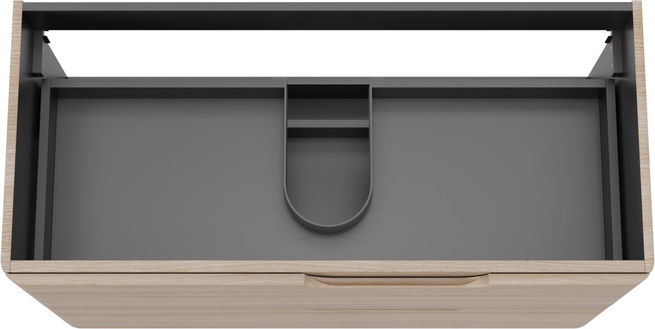 Linie Curvo hängender möbelstück Waschtischunterschränke 100 x 46 cm Eiche Hell 2 Schubladen