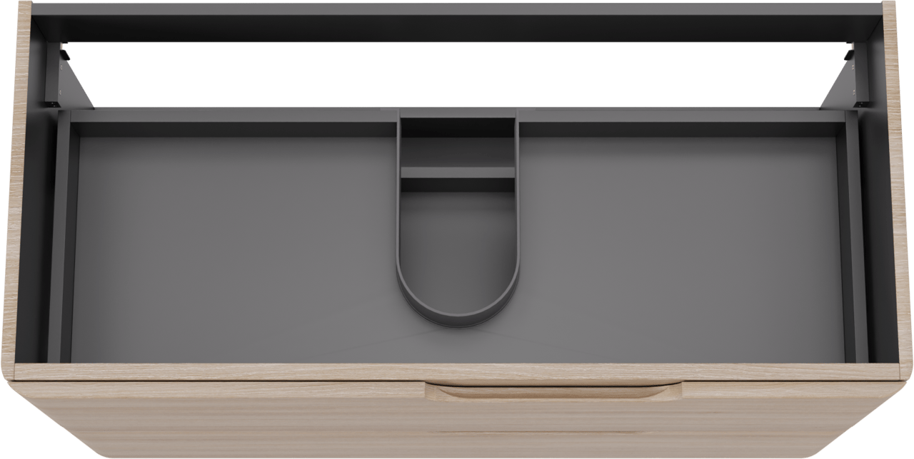 Linie Curvo hängender möbelstück Waschtischunterschränke 100 x 46 cm Eiche Hell 2 Schubladen