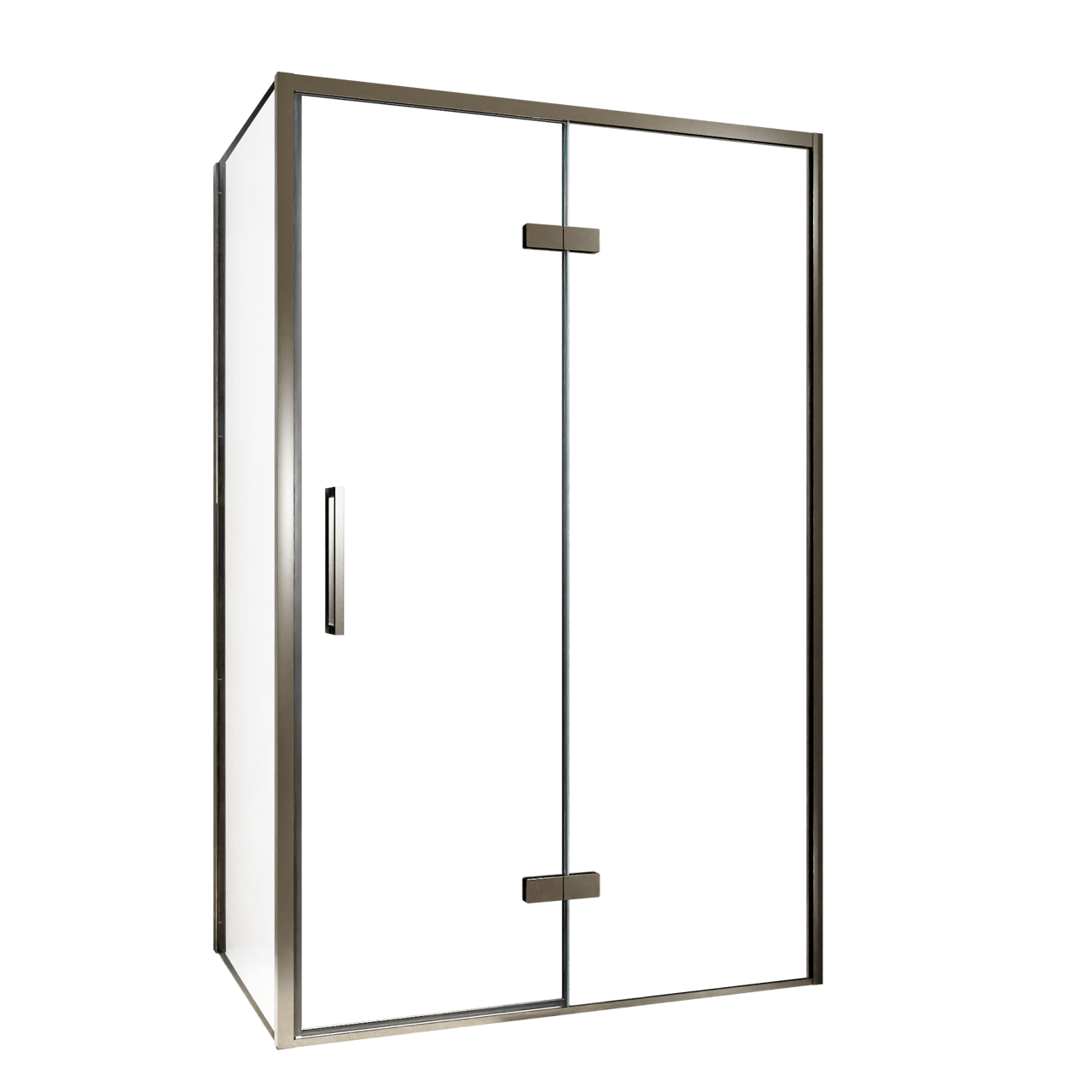 Balmani Senses Design douchecabine met rechtse draaideur en vaste zijwand, 120 x 90 cm, Helder glas, Brushed GunMetal profielen