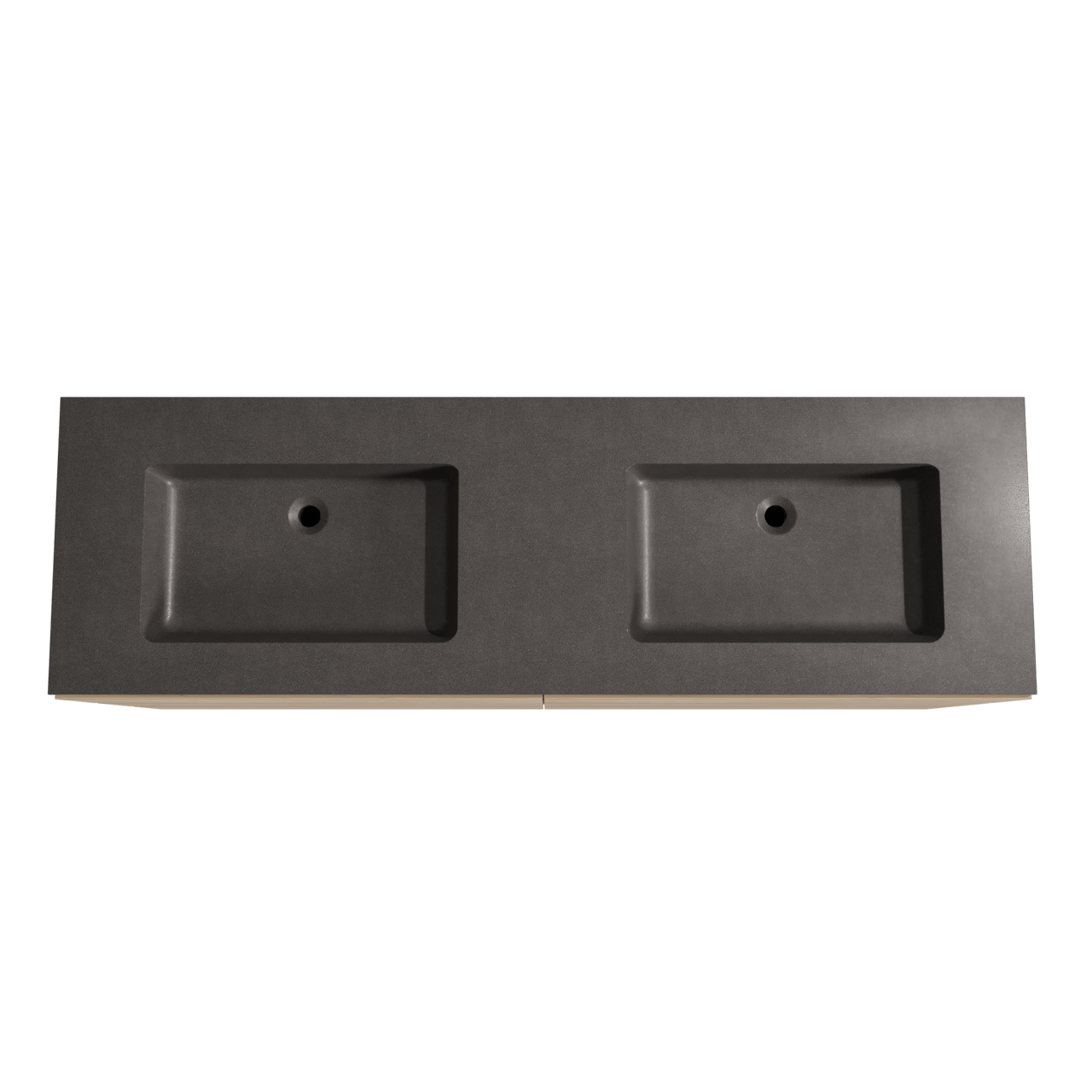 Storke Edge staand badkamermeubel 170 x 52 cm ruwe eik met Scuro dubbele wastafel in kwarts mat zwart