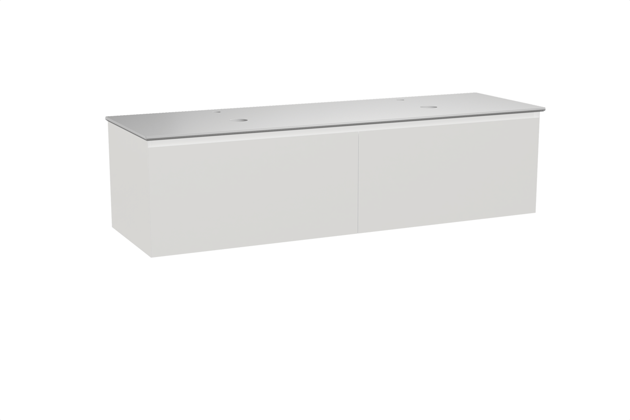 Balmani Idra meuble salle de bains suspendu 180 x 55 cm blanc mat avec Facetta tablette double en solid surface blanc mat