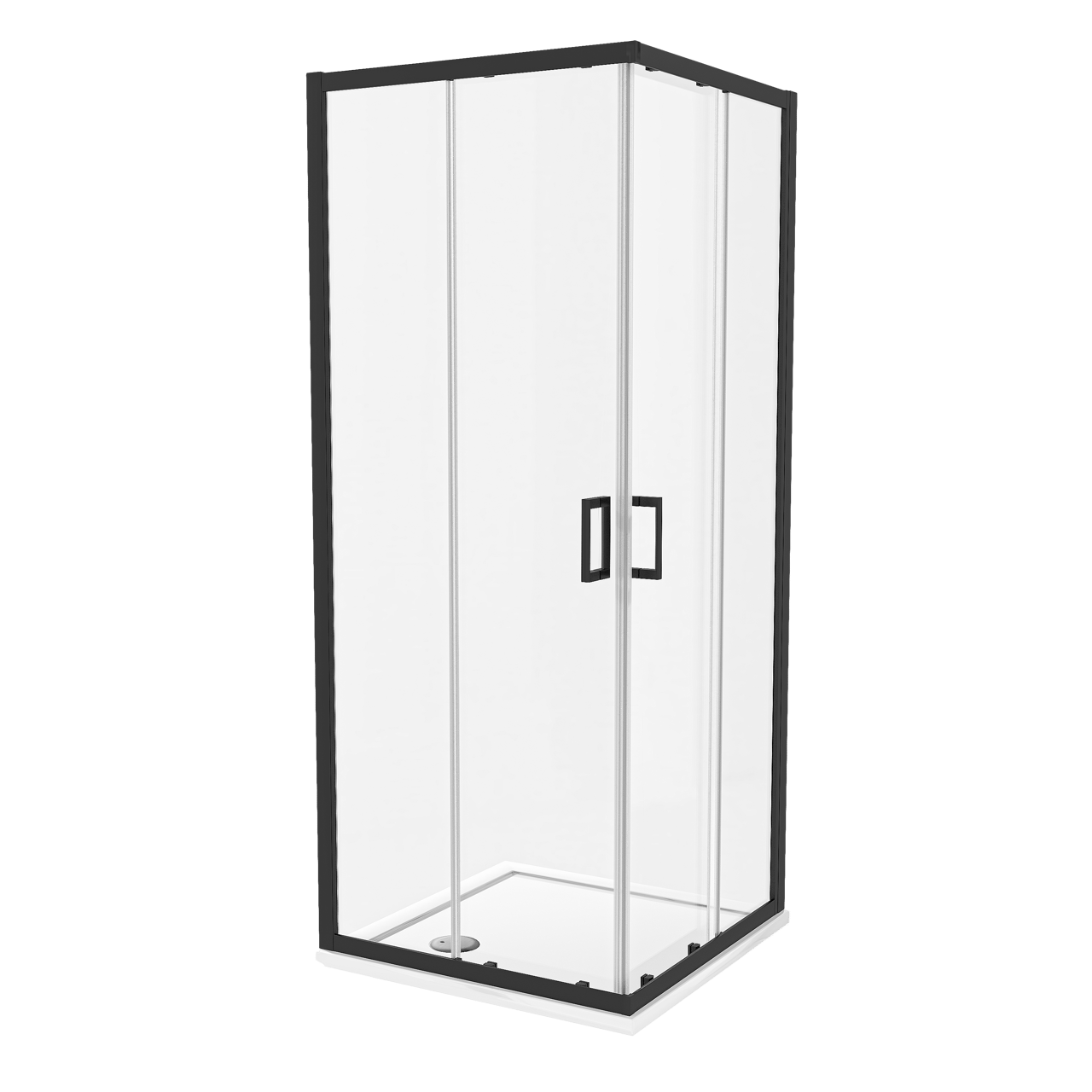 Luca Varess Vidor paroi de douche avec accès d'angle et 2 portes coulissantes 80 x 80 cm verre transparent profil noir mat