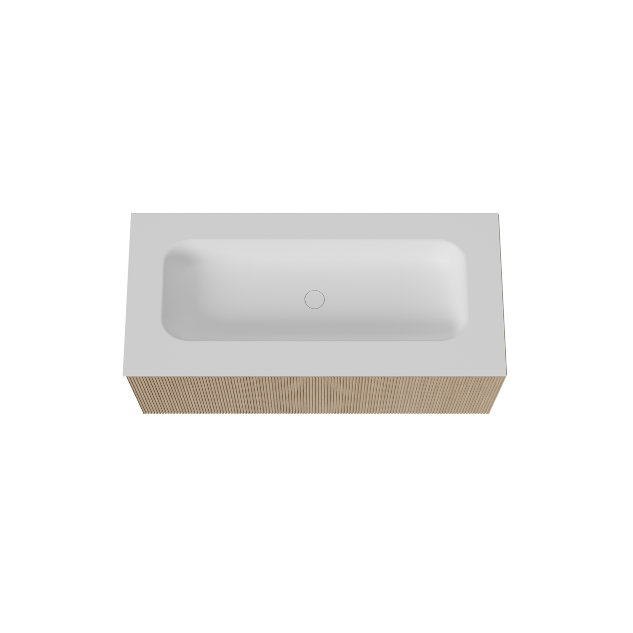 Balmani Fila meuble salle de bains suspendu 120 x 55 cm chêne naturel avec Tablo Arcato lavabo simple pour 2 trous de robinet en solid surface blanc mat, Nervure droite symétrique verticale