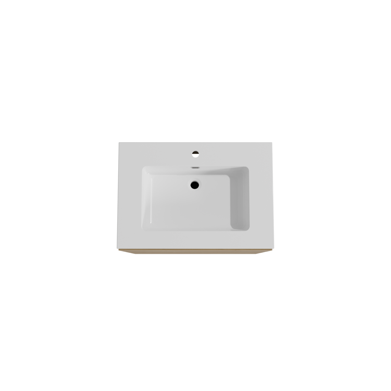 Storke Edge freistehendes Möbelstück Set: 75 x 52 cm, Rohe Eiche, mit Diva Einzelwaschtisch, Marmorkomposit Weiß glänzend