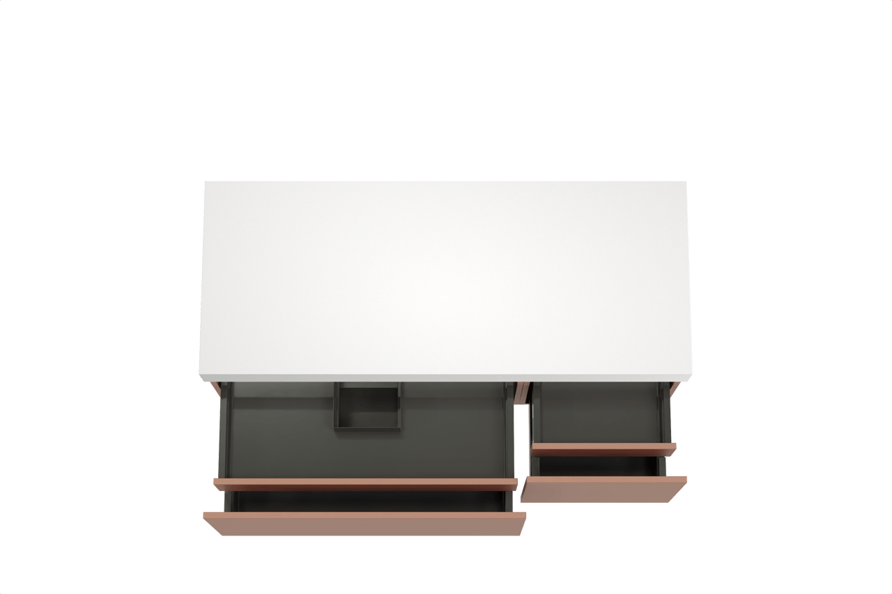 Balmani Sfera zwevend badkamermeubel 135 x 55 cm cotto met Dominus enkel of dubbel tablet in solid surface mat wit