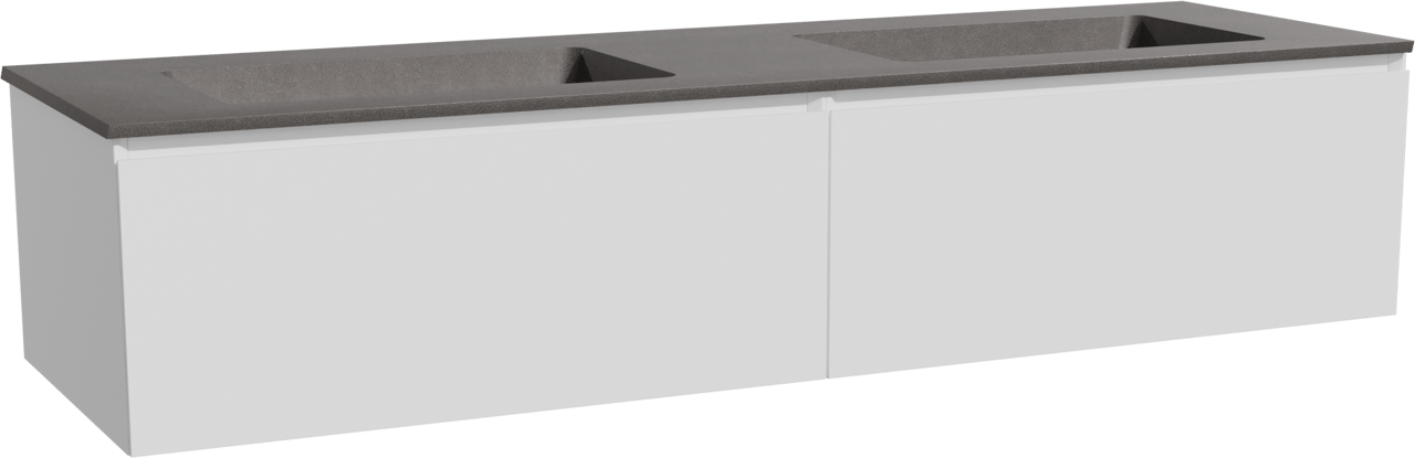 Storke Edge zwevend badmeubel 170 x 52 cm mat wit met Scuro dubbele wastafel in kwarts mat zwart