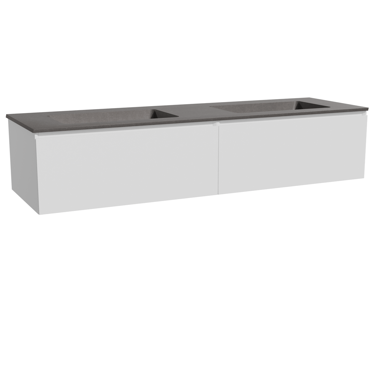 Storke Edge hängendes Möbelstück Set: 170 x 52 cm, Weiß matt, mit Scuro Doppelwaschtisch, Quarz Schwarz matt