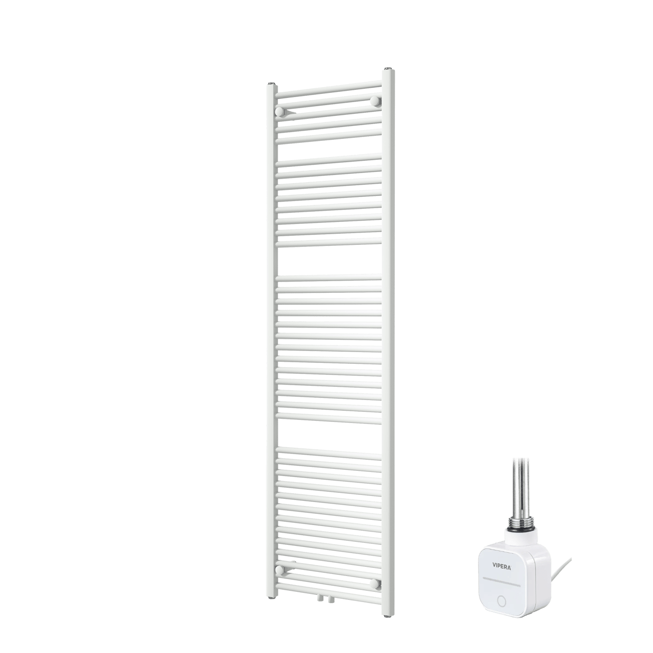 Vipera Kanza enkele handdoekradiator 50 x 180 cm elektrische verwarming mat wit zij- en middenaansluiting 800W, weerstand inbegrepen