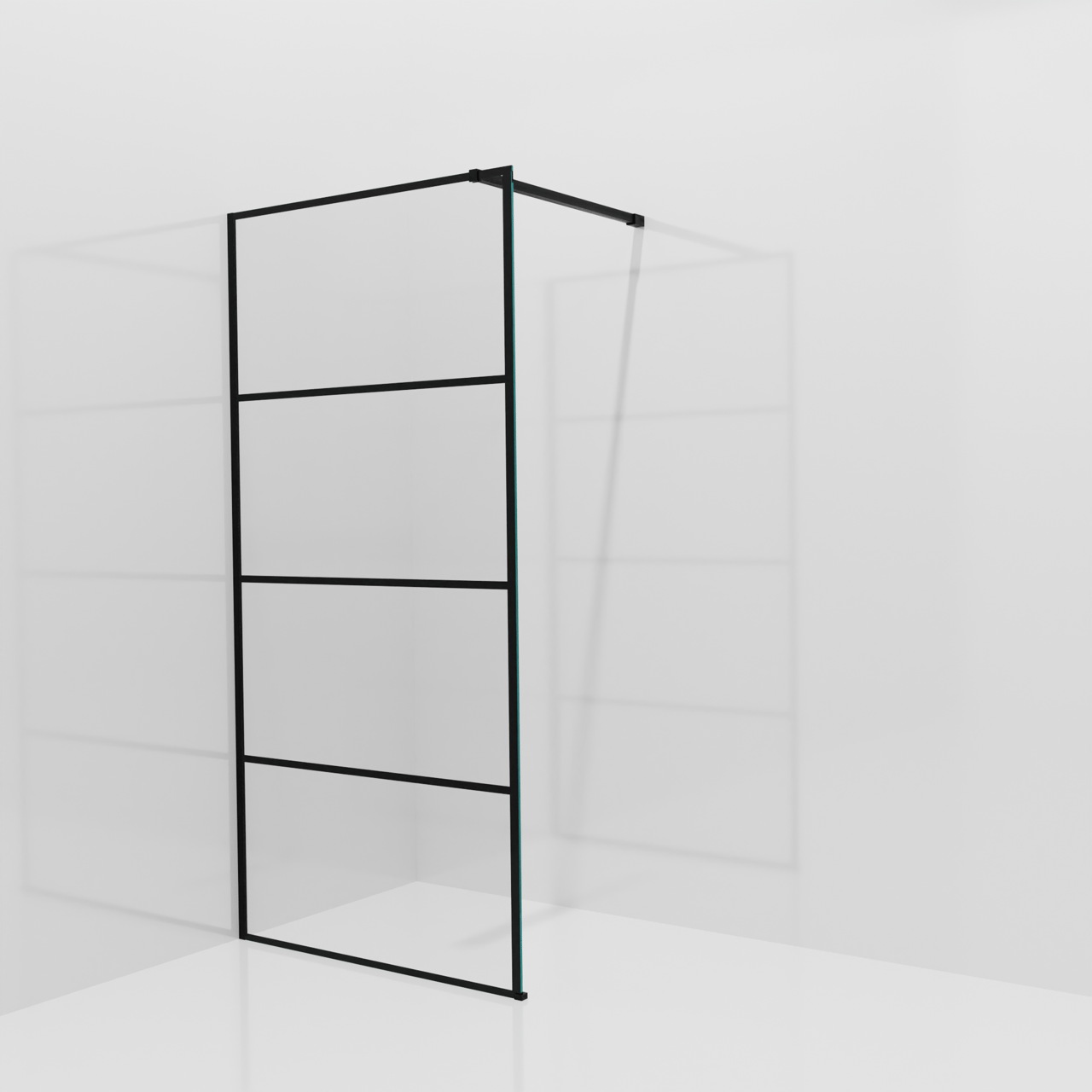 Balmani Modular Walk-In Dusche: 100 x 200 cm, Lined, Profil Schwarz matt