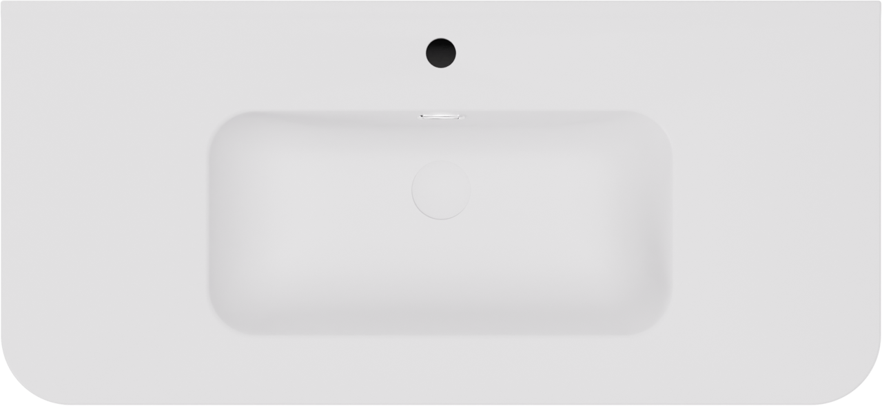 Storke Soft hängendes Möbelstück Set: 100 x 46 cm, Nussbaum, mit Kera Soft Einzelwaschtisch Keramik Weiβ matt