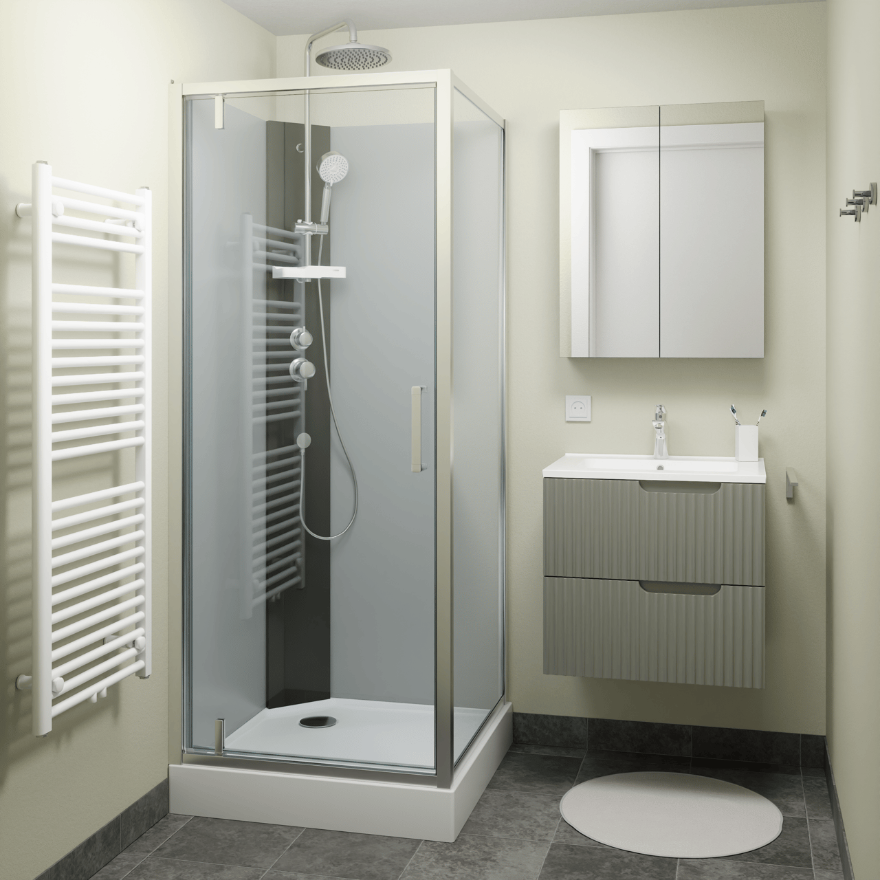 Linie Salta douchecabine met draaideuren 80 x 80 cm helder glas chroom profiel met kraan