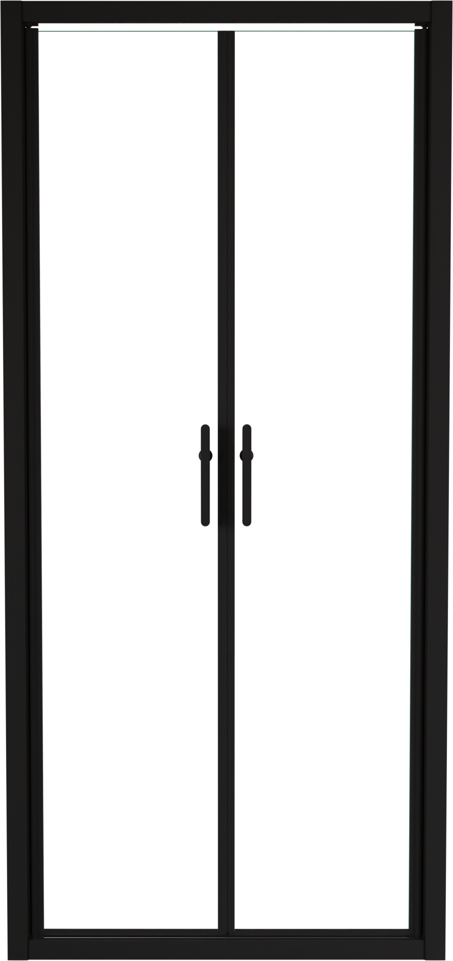 Linie Cadiz porte battante 90 cm x 190 cm verre transparent profil noir mat