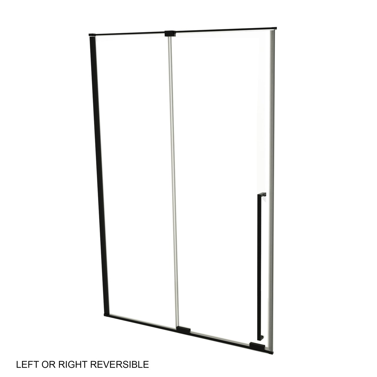 Luca Varess Stilus douchecabine met schuifdeur en vaste zijwand 140 x 90 cm helder glas mat zwart profiel - deur en hardware