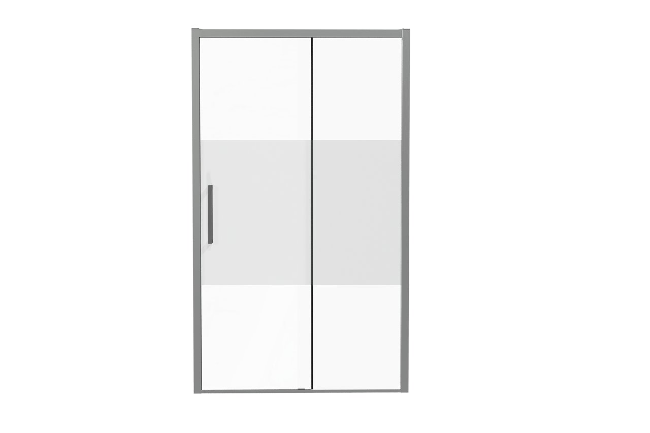 Luca Varess Senses rechtse douche schuifdeur 120 x 200 cm helder glas met matte strook glans chroom profiel