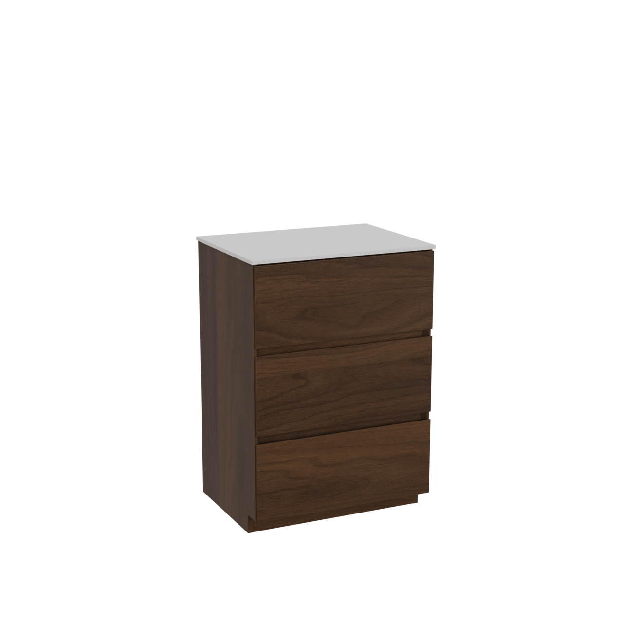 Storke Edge freistehendes Möbelstück Set: 60 x 46 cm, Nussbaum, mit Tavola Einzel Waschtischplatte, Solid Surface Weiß matt