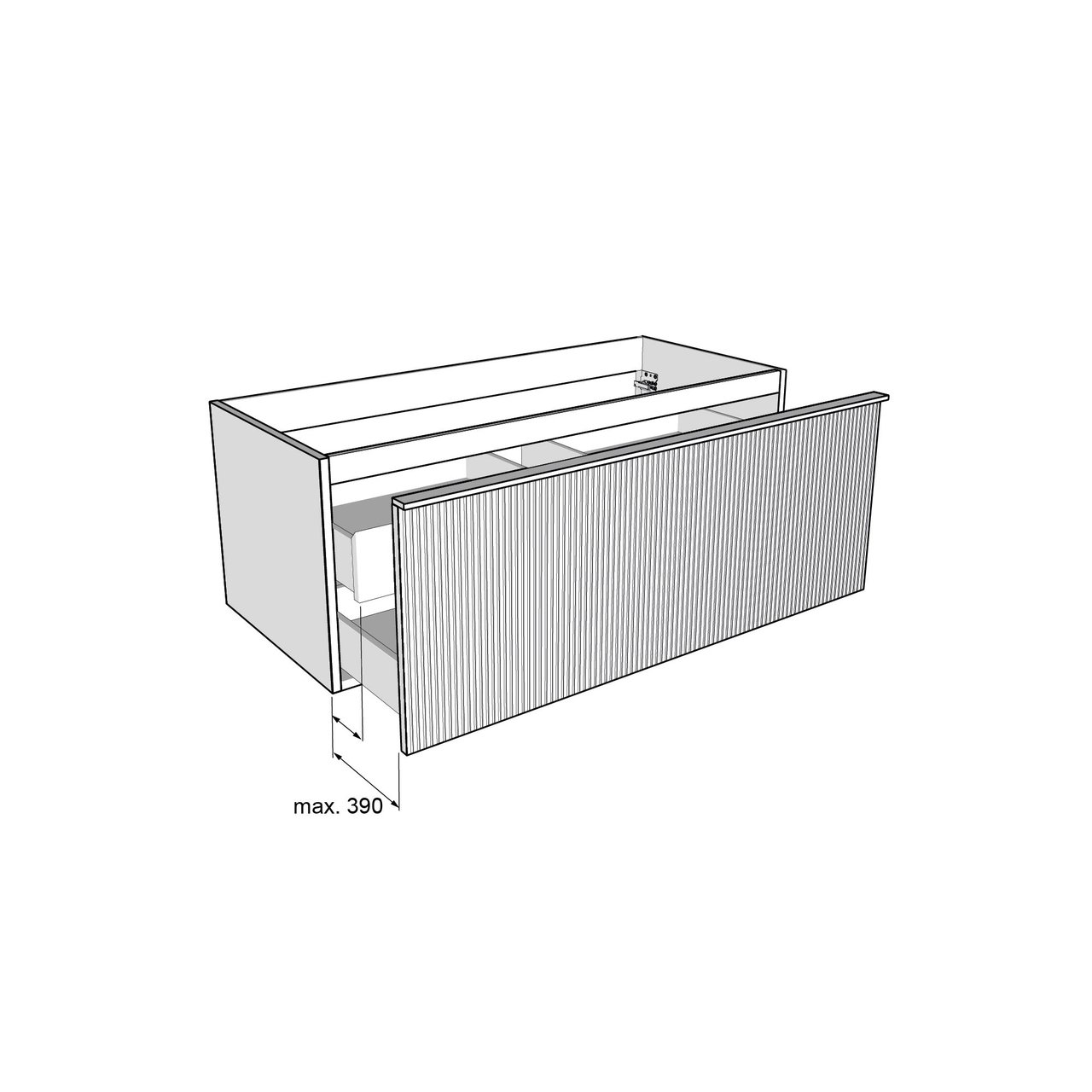 Balmani Forma zwevende wastafelonderkast 120 x 55 cm zwarte eik 2 lades vert. sym. groef