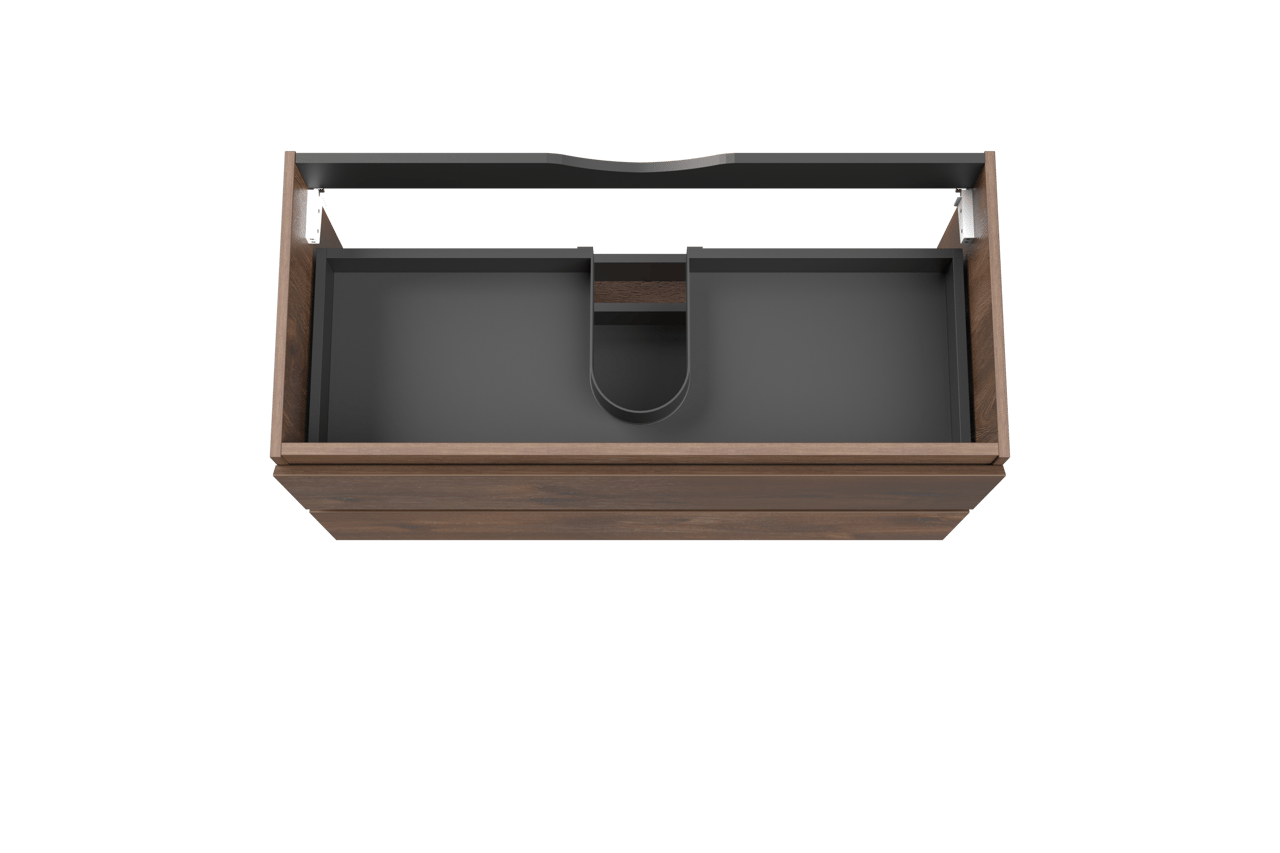 Linie Lado zwevende wastafelonderkast 100 x 46 cm bruine eik 2 lades