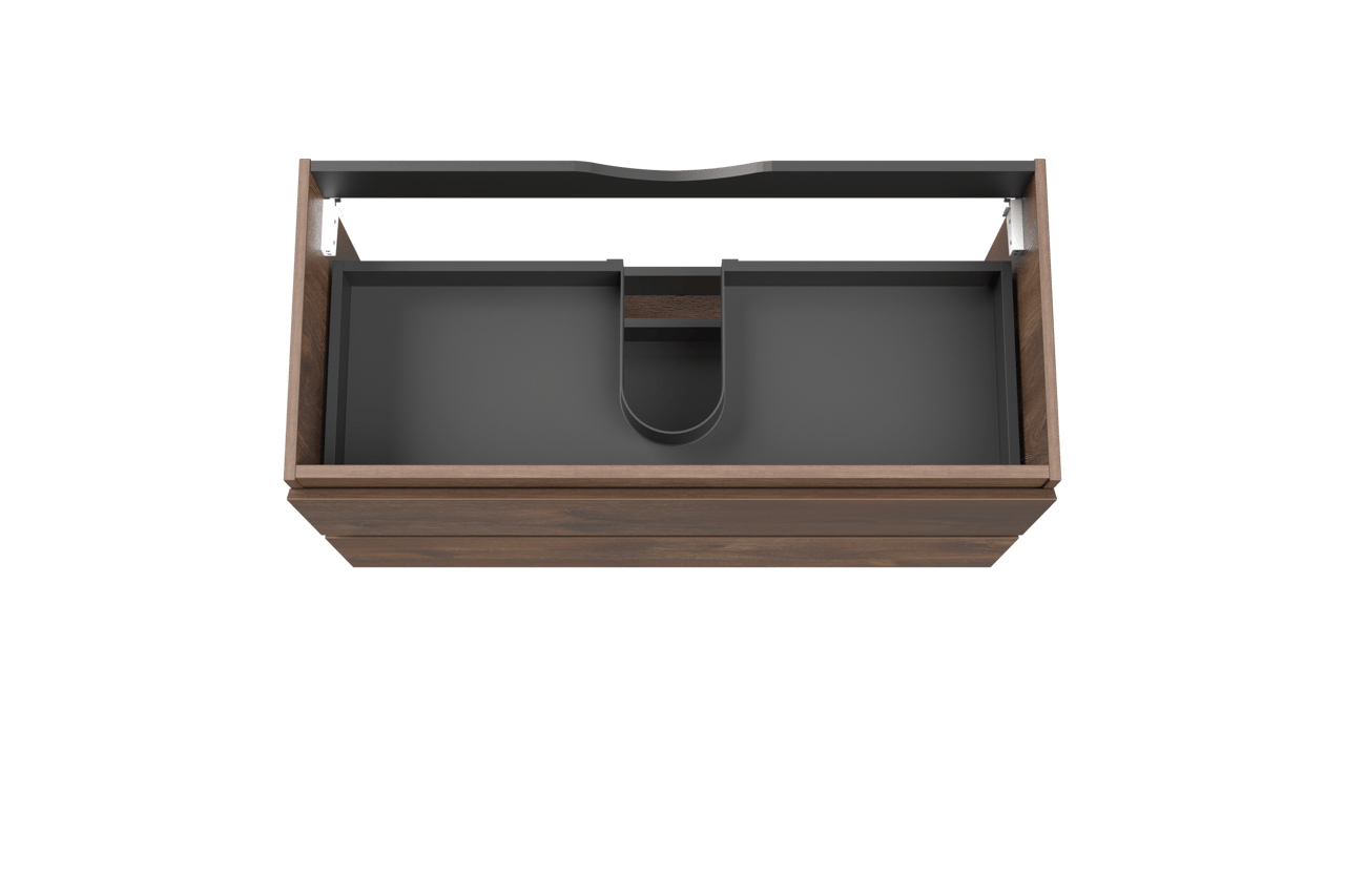 Linie Lado zwevende wastafelonderkast 100 x 46 cm bruine eik 2 lades