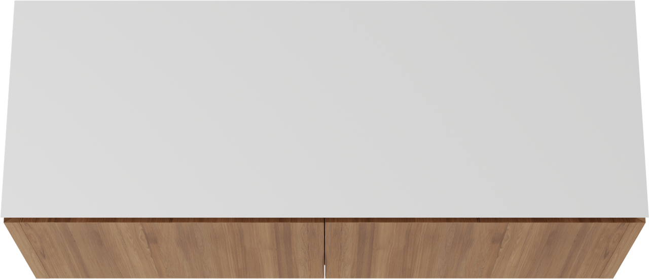 Balmani Eclips zwevend badmeubel 150 x 55 cm Teakhout met Eclips enkel of dubbel wastafelblad in Solid Surface mat wit