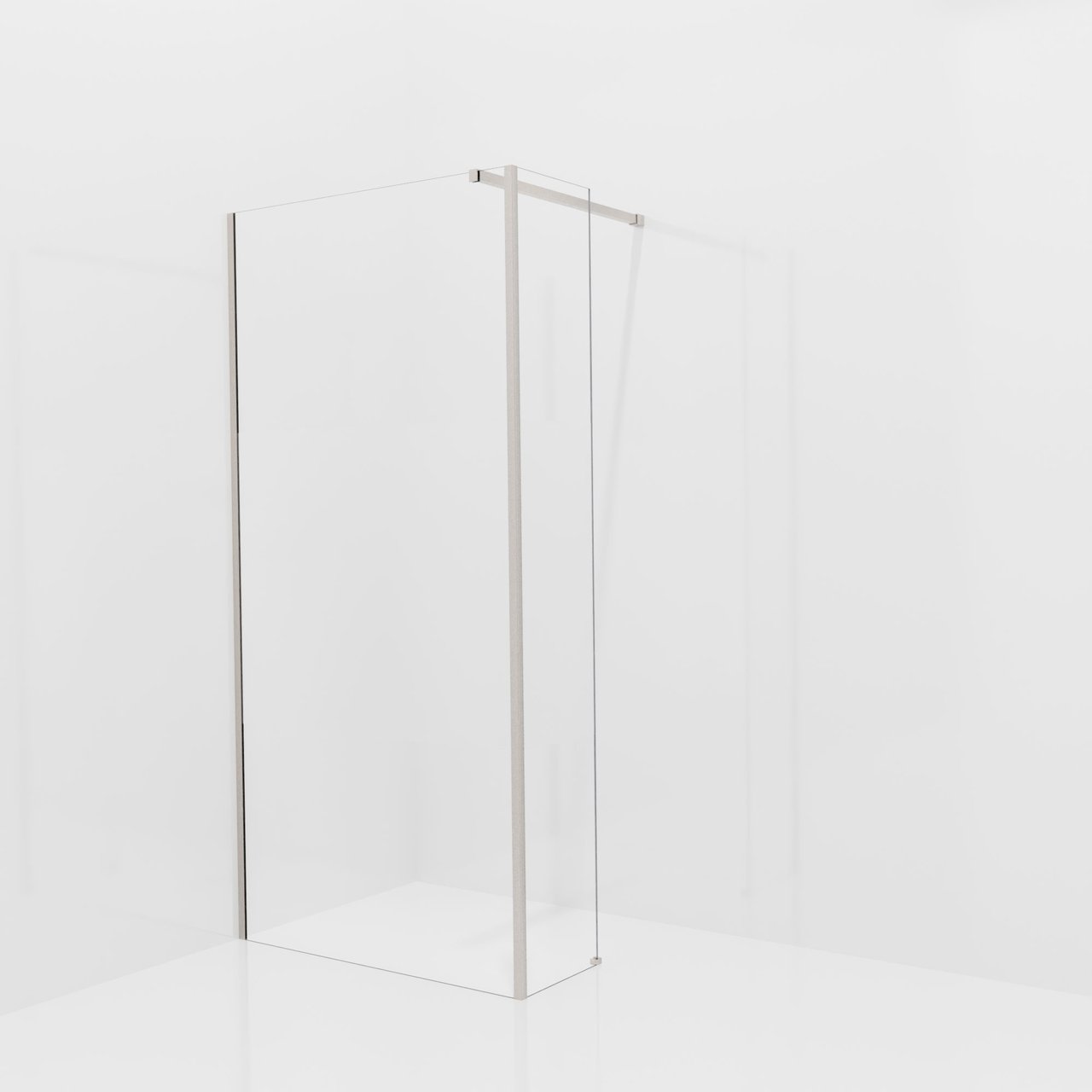 Balmani Modular Walk-In Dusche mit fester Seitenwand: 100 x 200 cm, Klarglas mit mattiertem Streifen, Profil Brushed CoolMetal