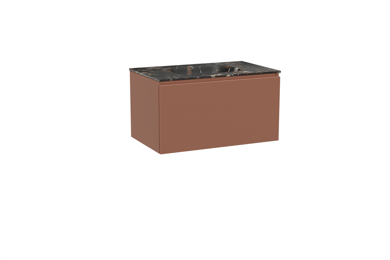 Balmani Sfera hängendes Möbelstück Set: 90 x 55 cm, Cotto, mit Tablo Arcato Einzelwaschtisch, Marmor Portoro Gold