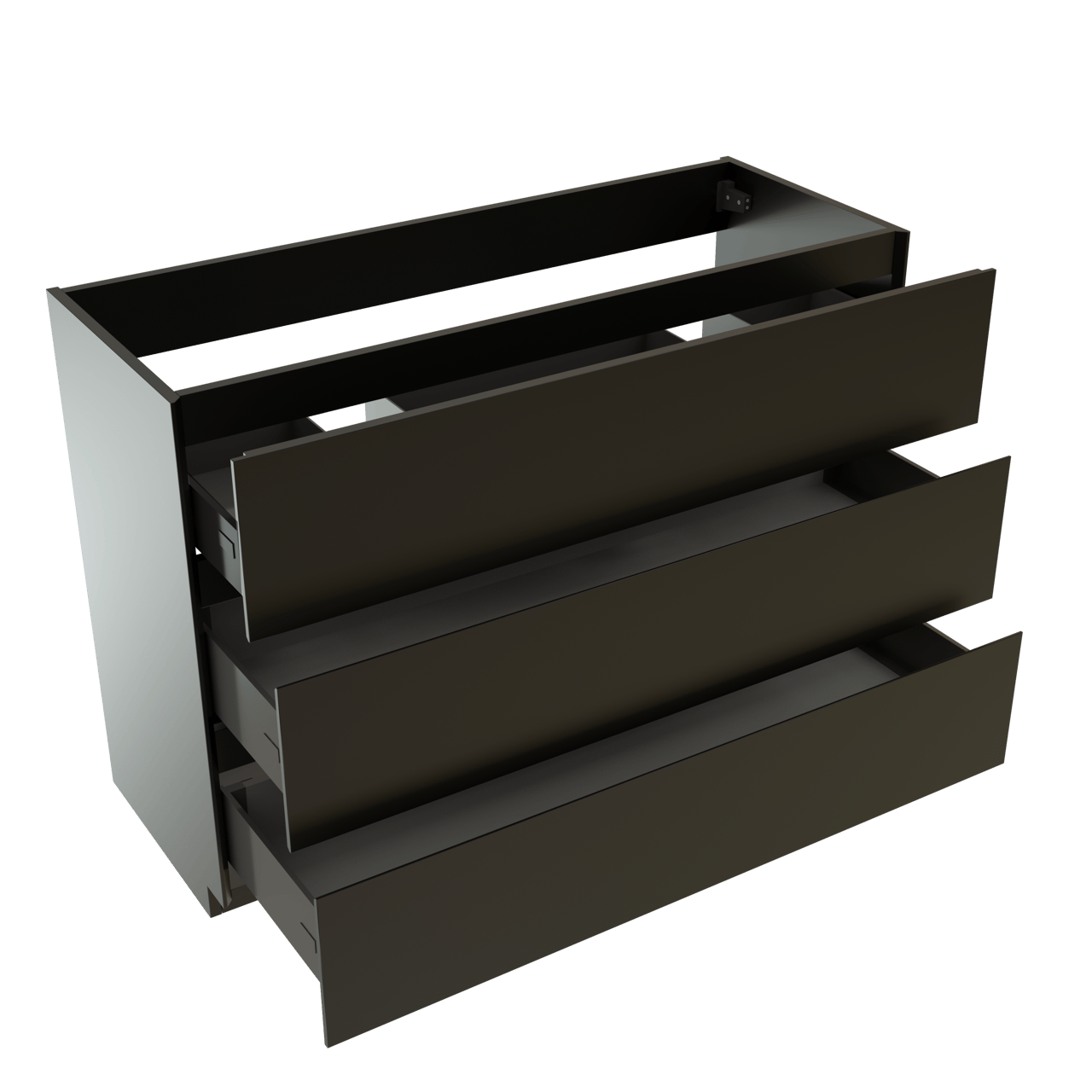 Storke Edge staande wastafelonderkast 120 x 46 cm mat zwart 3 lades 2 sifonuitsparingen