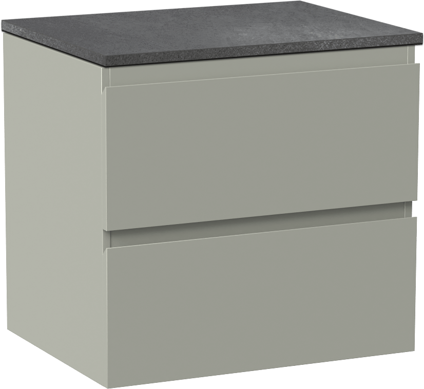 Linie Lado meuble salle de bains suspendu 60 x 46 cm greige avec Lado tablette simple en mélaminé ardoise gris