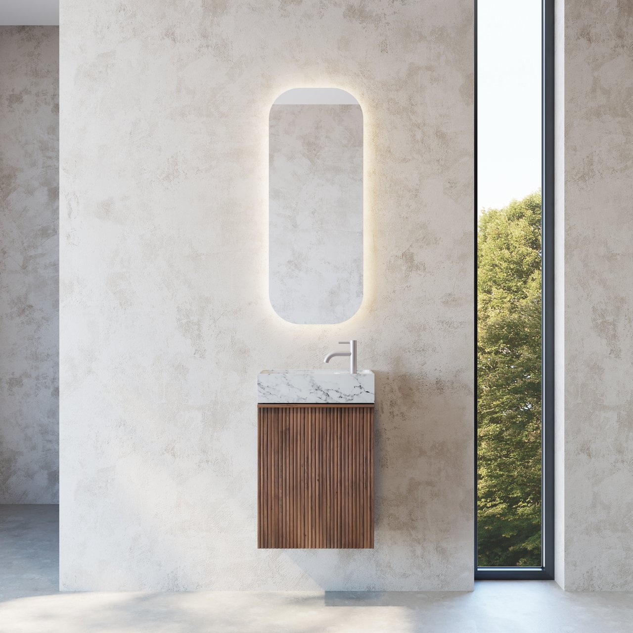 Balmani Forma meuble lave-mains suspendu 42 x 21 cm noyer Américain