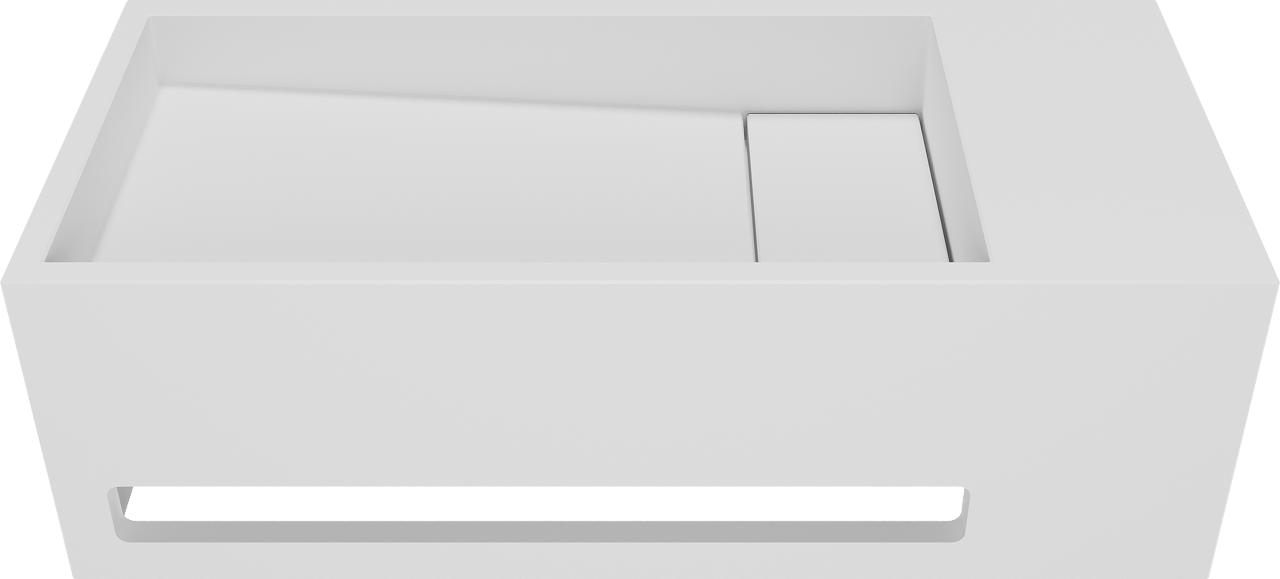 Balmani Mood High lave-mains 45 x 20 cm Solid Surface blanc mat avec porte-serviettes