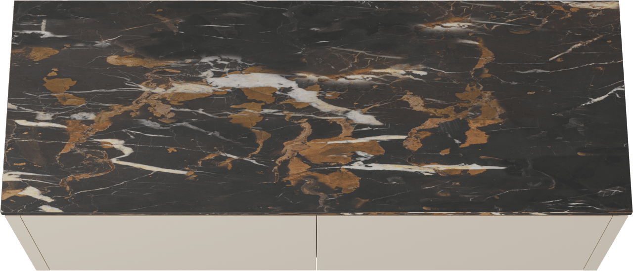 Balmani Eclips meuble salle de bains suspendu 150 x 55 cm Sandbeige avec Stretto tablette simple ou double en Portoro Gold marbre