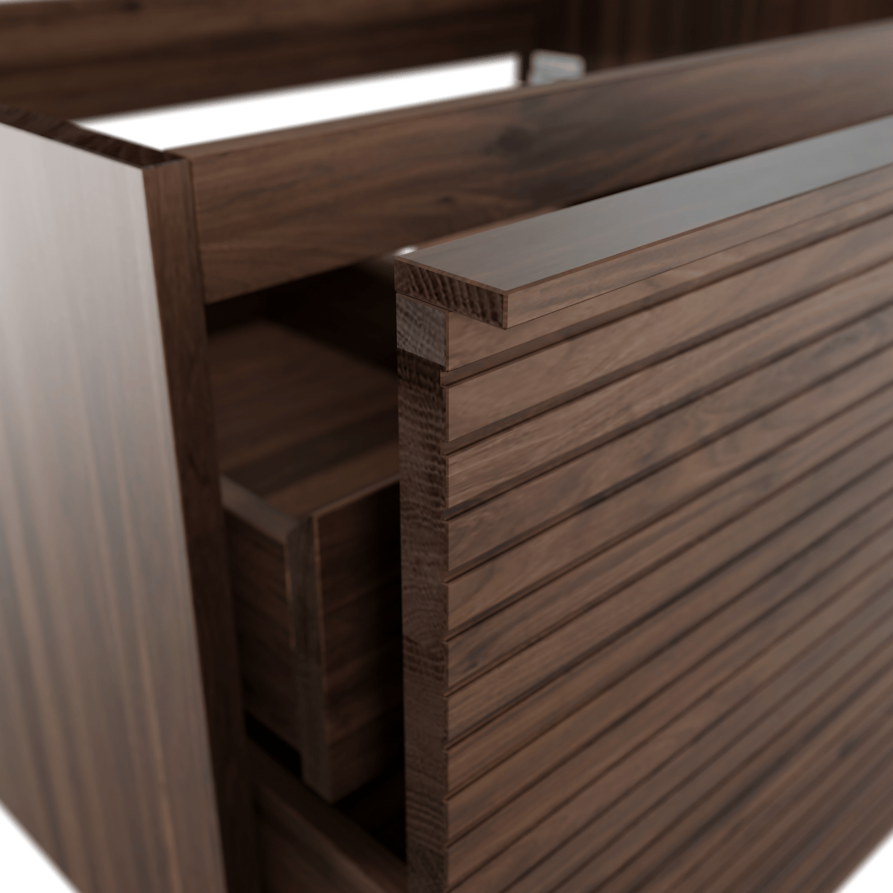 Balmani Forma meuble sous-lavabo suspendu nervure horizontale 120 x 55 cm noyer Américain 2 tiroirs