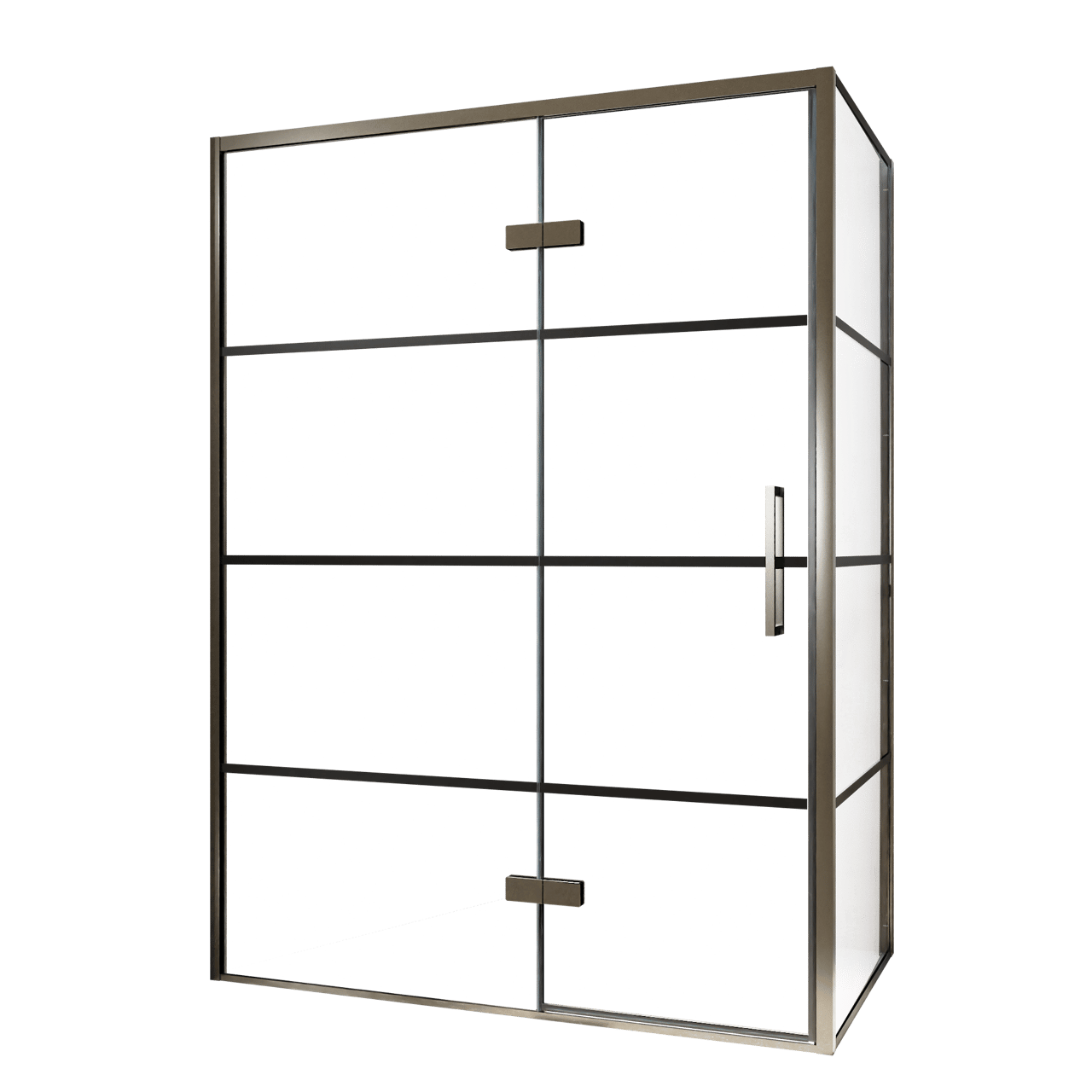 Balmani Senses Design Eckdusche: Drehtür (Links) mit fixierte Seitenwand, 140 x 90 cm, Lined, Profil Brushed GunMetal, inklusive Coating