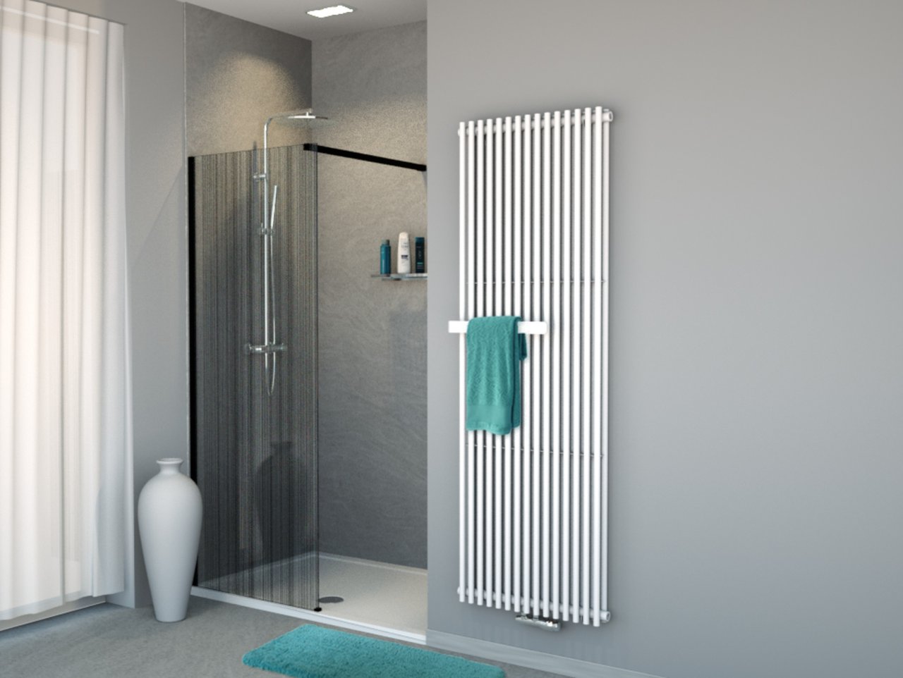 Balmani Modular nisdouche 80 x 200 cm barcode zwart glas mat zwart profiel