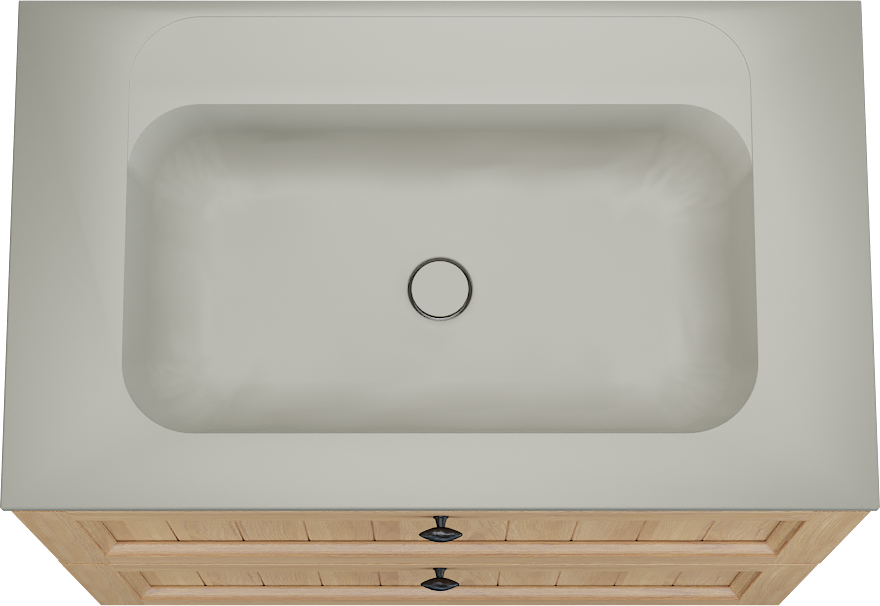 Balmani Lemon staand badkamermeubel 90 x 55 cm, fineer natuur eik met Tablo Strada enkele wastafel in zijdegrijs